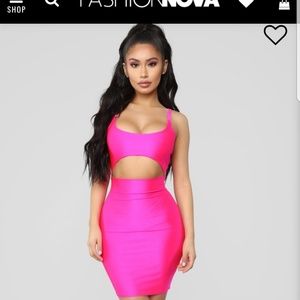 Fashion Nova NEON pink mini dress with cutout